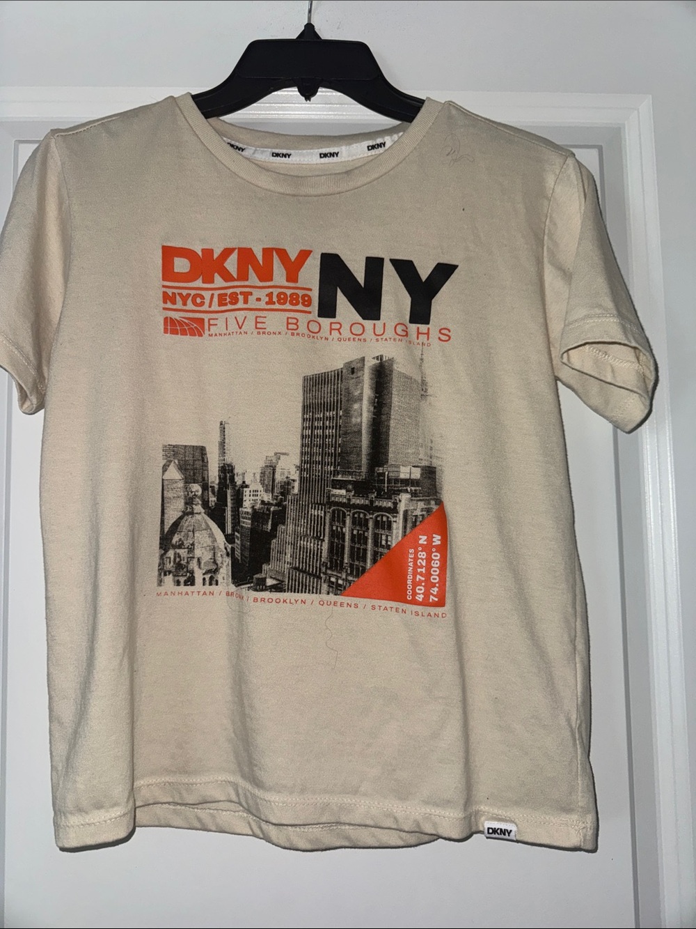 DKNY Beige Crew Neck NY Graphic Tee (1148)